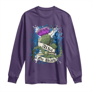 Alba Gu Brath Long Sleeve Shirt Vintage Thistle Flower Scottish Scotland Flag Saltire TS11 Purple Print Your Wear