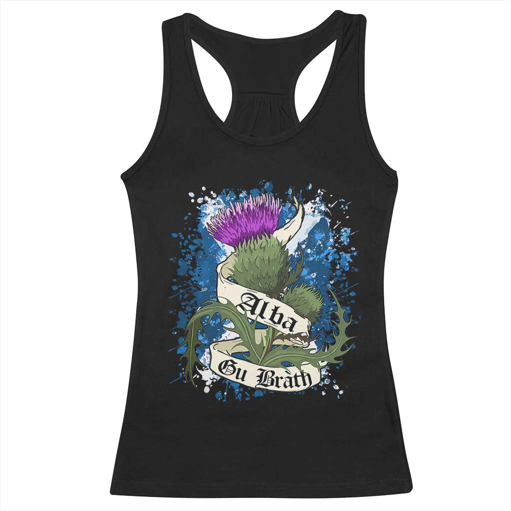 Alba Gu Brath Racerback Tank Top Vintage Thistle Flower Scottish Scotland Flag Saltire TS11 Black Print Your Wear