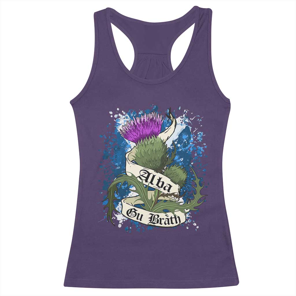 Alba Gu Brath Racerback Tank Top Vintage Thistle Flower Scottish Scotland Flag Saltire TS11 Purple Print Your Wear