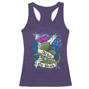 Alba Gu Brath Racerback Tank Top Vintage Thistle Flower Scottish Scotland Flag Saltire TS11 Purple Print Your Wear