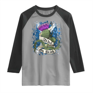 Alba Gu Brath Raglan Shirt Vintage Thistle Flower Scottish Scotland Flag Saltire TS11 Sport Gray Black Print Your Wear