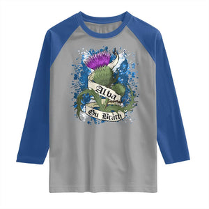 Alba Gu Brath Raglan Shirt Vintage Thistle Flower Scottish Scotland Flag Saltire TS11 Sport Gray Royal Print Your Wear