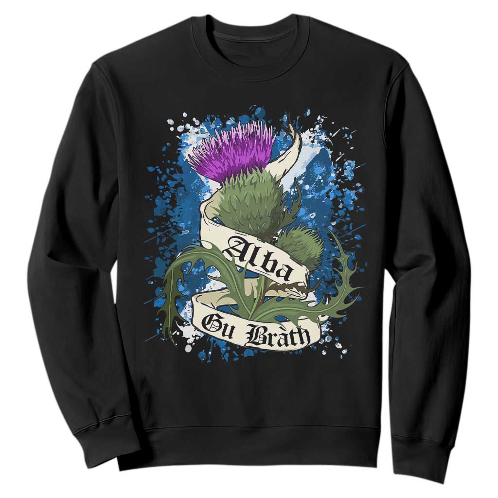 Alba Gu Brath Sweatshirt Vintage Thistle Flower Scottish Scotland Flag Saltire TS11 Black Print Your Wear