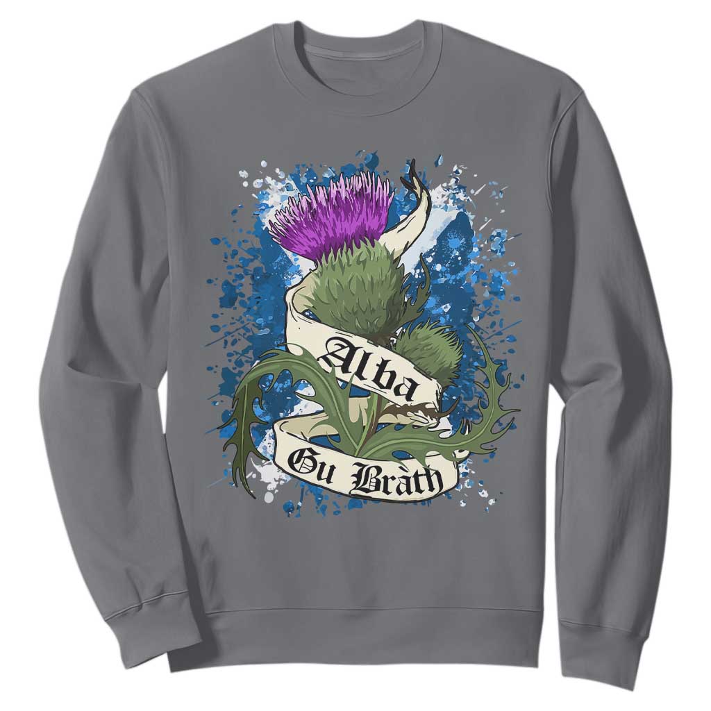Alba Gu Brath Sweatshirt Vintage Thistle Flower Scottish Scotland Flag Saltire TS11 Charcoal Print Your Wear