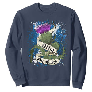 Alba Gu Brath Sweatshirt Vintage Thistle Flower Scottish Scotland Flag Saltire TS11 Navy Print Your Wear
