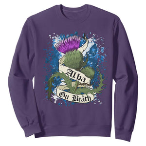 Alba Gu Brath Sweatshirt Vintage Thistle Flower Scottish Scotland Flag Saltire TS11 Purple Print Your Wear