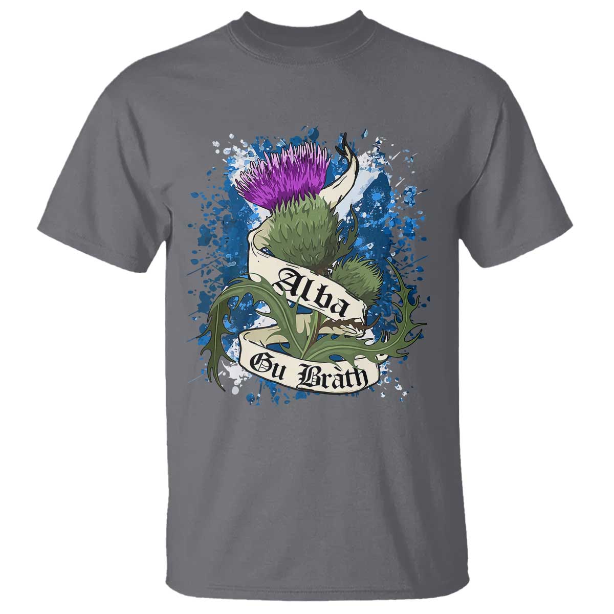 Alba Gu Brath T Shirt Vintage Thistle Flower Scottish Scotland Flag Saltire TS11 Charcoal Print Your Wear