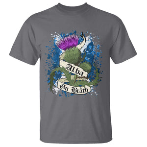 Alba Gu Brath T Shirt Vintage Thistle Flower Scottish Scotland Flag Saltire TS11 Charcoal Print Your Wear