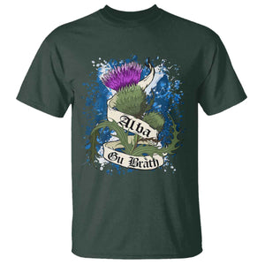 Alba Gu Brath T Shirt Vintage Thistle Flower Scottish Scotland Flag Saltire TS11 Dark Forest Green Print Your Wear