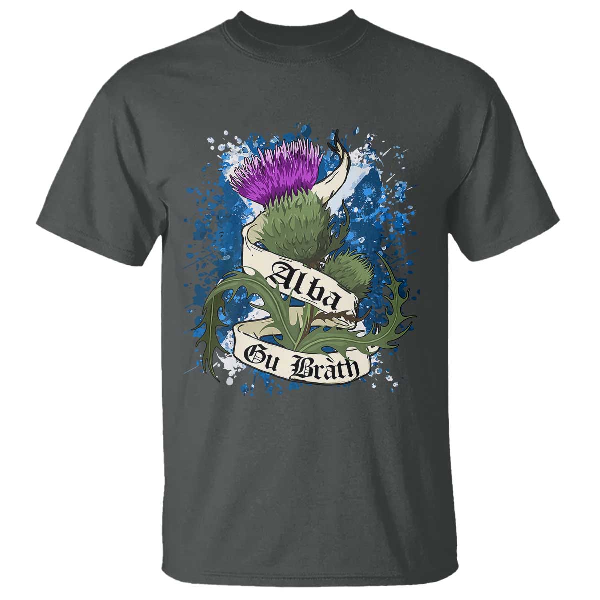 Alba Gu Brath T Shirt Vintage Thistle Flower Scottish Scotland Flag Saltire TS11 Dark Heather Print Your Wear