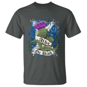 Alba Gu Brath T Shirt Vintage Thistle Flower Scottish Scotland Flag Saltire TS11 Dark Heather Print Your Wear