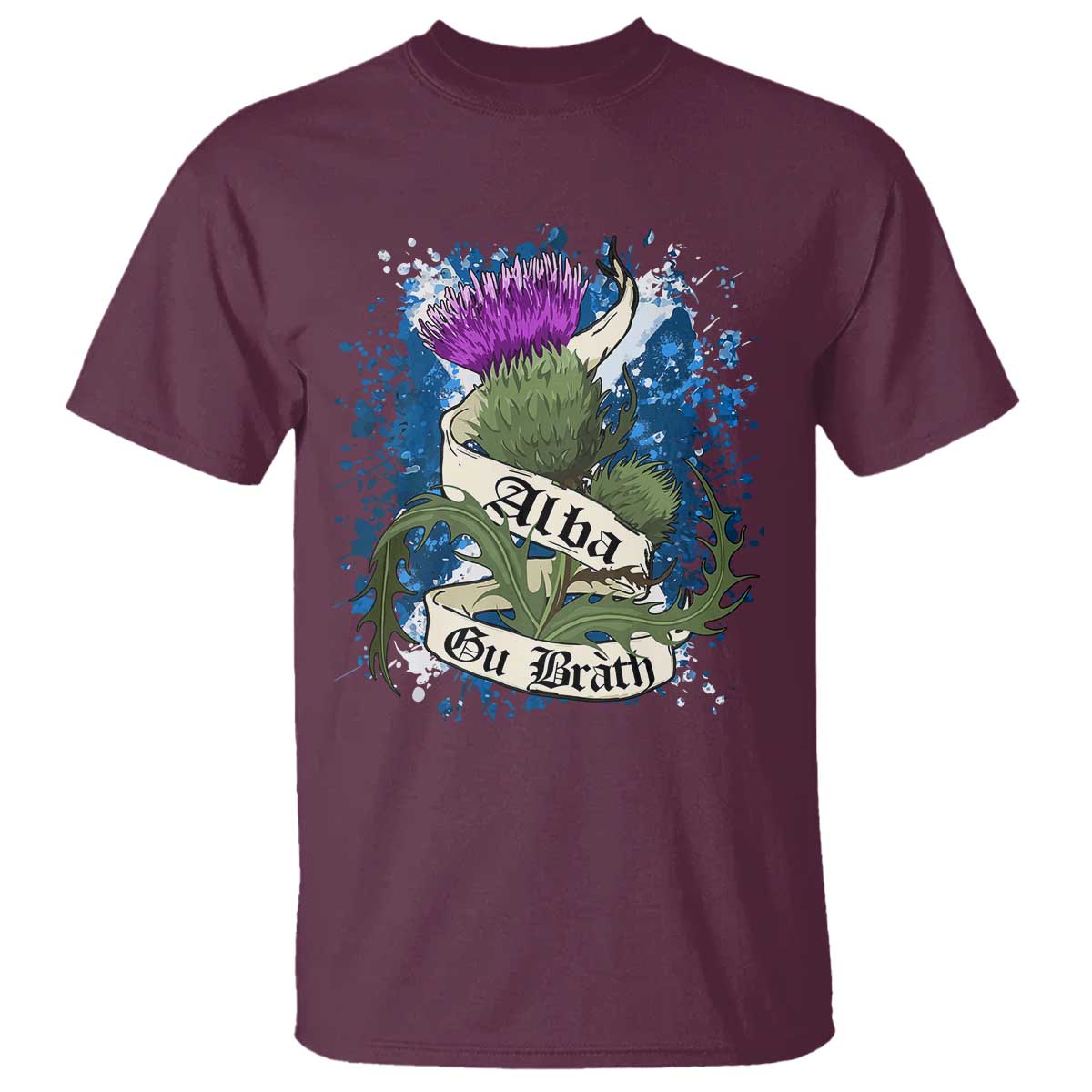 Alba Gu Brath T Shirt Vintage Thistle Flower Scottish Scotland Flag Saltire TS11 Maroon Print Your Wear