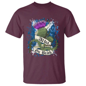 Alba Gu Brath T Shirt Vintage Thistle Flower Scottish Scotland Flag Saltire TS11 Maroon Print Your Wear