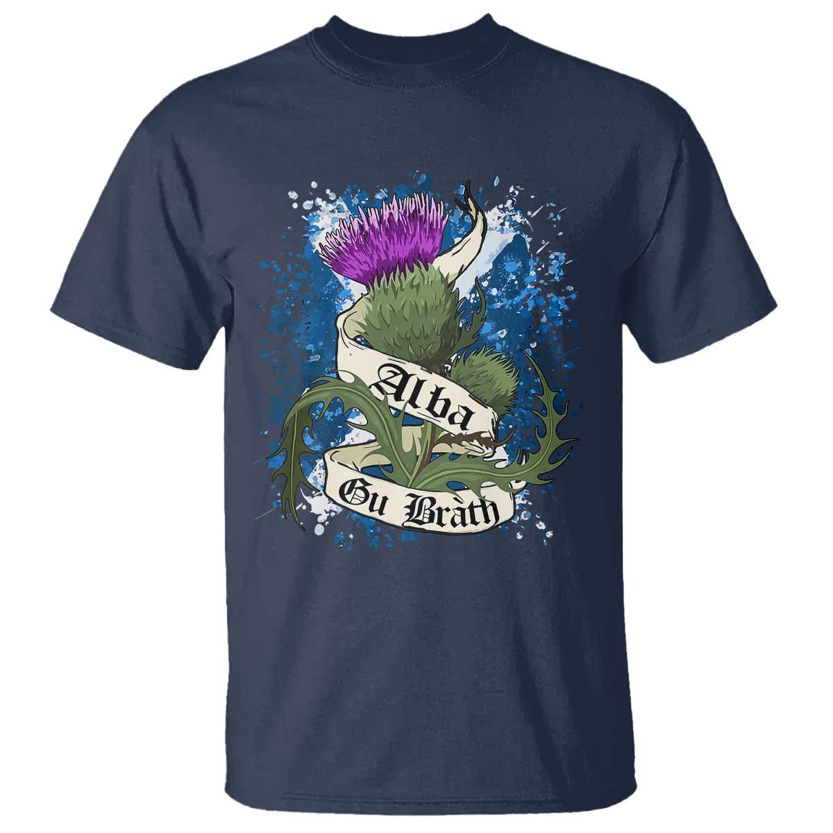 Alba Gu Brath T Shirt Vintage Thistle Flower Scottish Scotland Flag Saltire TS11 Navy Print Your Wear