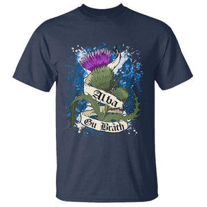 Alba Gu Brath T Shirt Vintage Thistle Flower Scottish Scotland Flag Saltire TS11 Navy Print Your Wear