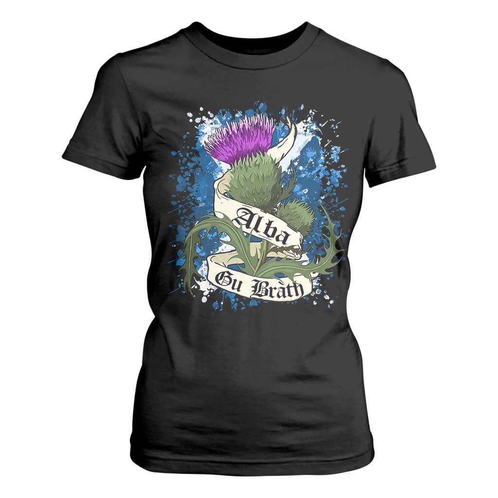 Alba Gu Brath T Shirt For Women Vintage Thistle Flower Scottish Scotland Flag Saltire TS11 Black Print Your Wear