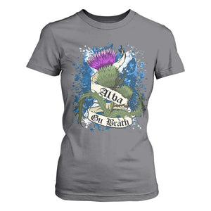 Alba Gu Brath T Shirt For Women Vintage Thistle Flower Scottish Scotland Flag Saltire TS11 Charcoal Print Your Wear