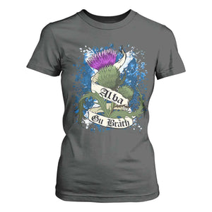 Alba Gu Brath T Shirt For Women Vintage Thistle Flower Scottish Scotland Flag Saltire TS11 Dark Heather Print Your Wear
