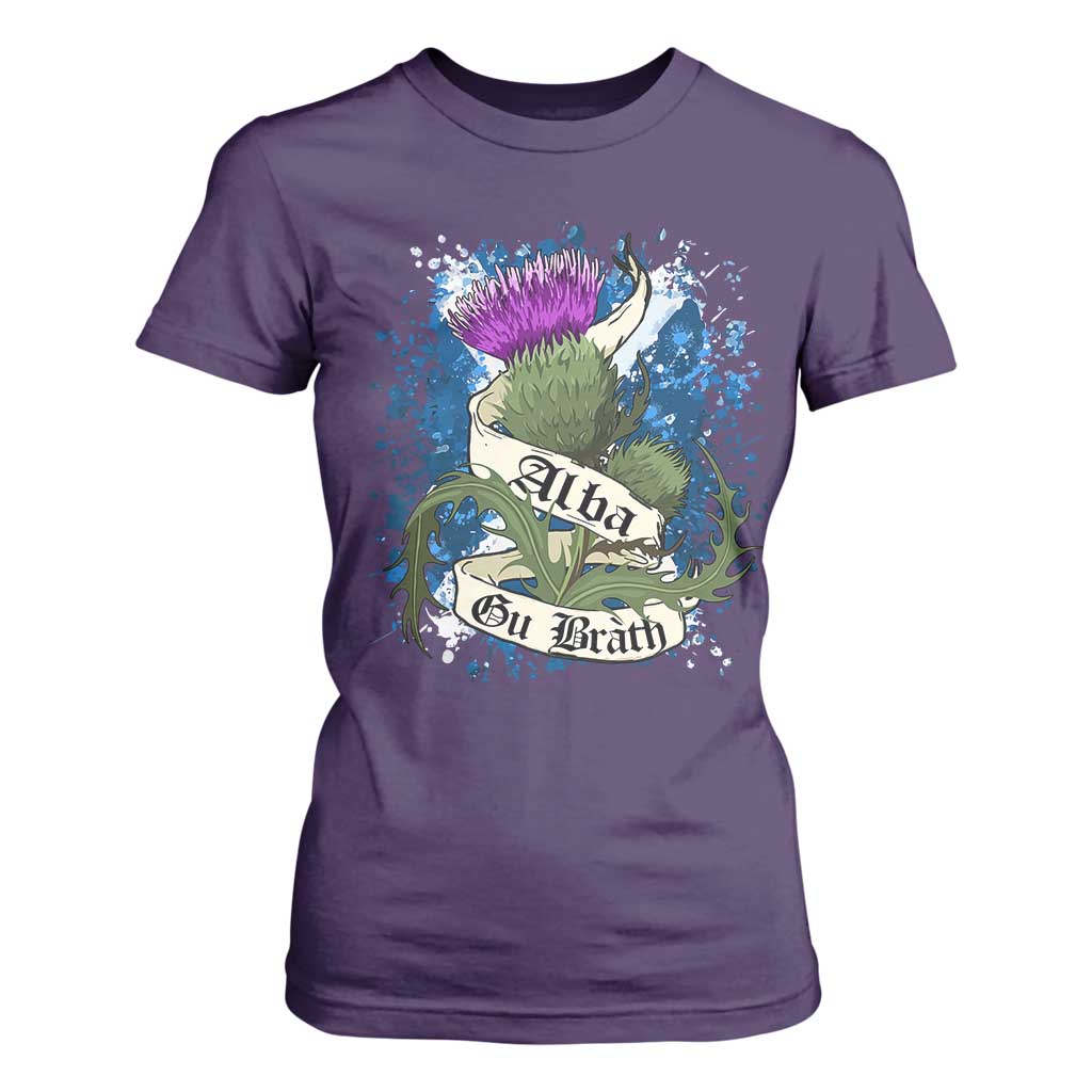 Alba Gu Brath T Shirt For Women Vintage Thistle Flower Scottish Scotland Flag Saltire TS11 Purple Print Your Wear