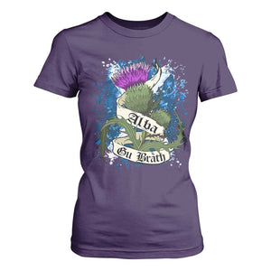 Alba Gu Brath T Shirt For Women Vintage Thistle Flower Scottish Scotland Flag Saltire TS11 Purple Print Your Wear