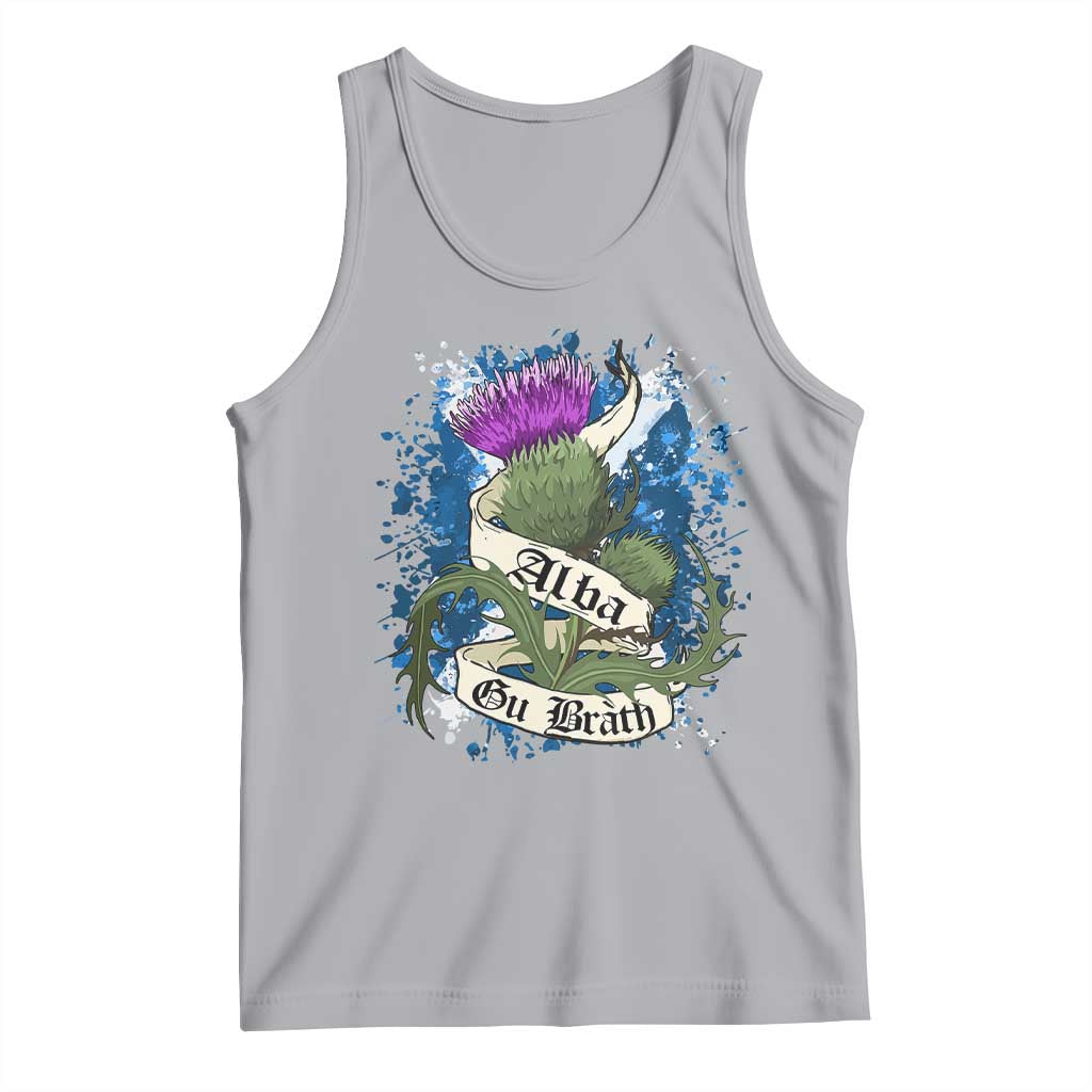 Alba Gu Brath Tank Top Vintage Thistle Flower Scottish Scotland Flag Saltire TS11 Athletic Heather Print Your Wear