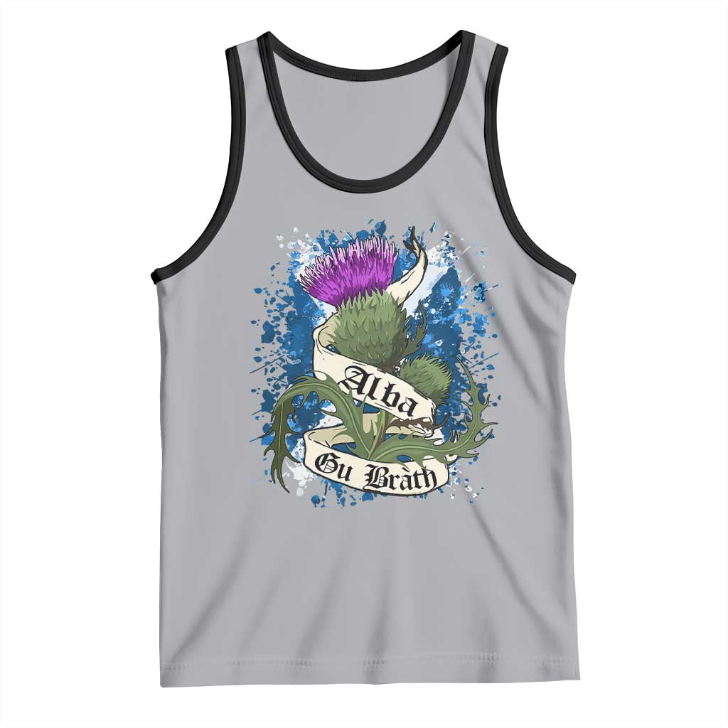 Alba Gu Brath Tank Top Vintage Thistle Flower Scottish Scotland Flag Saltire TS11 Athletic Heather Black Print Your Wear