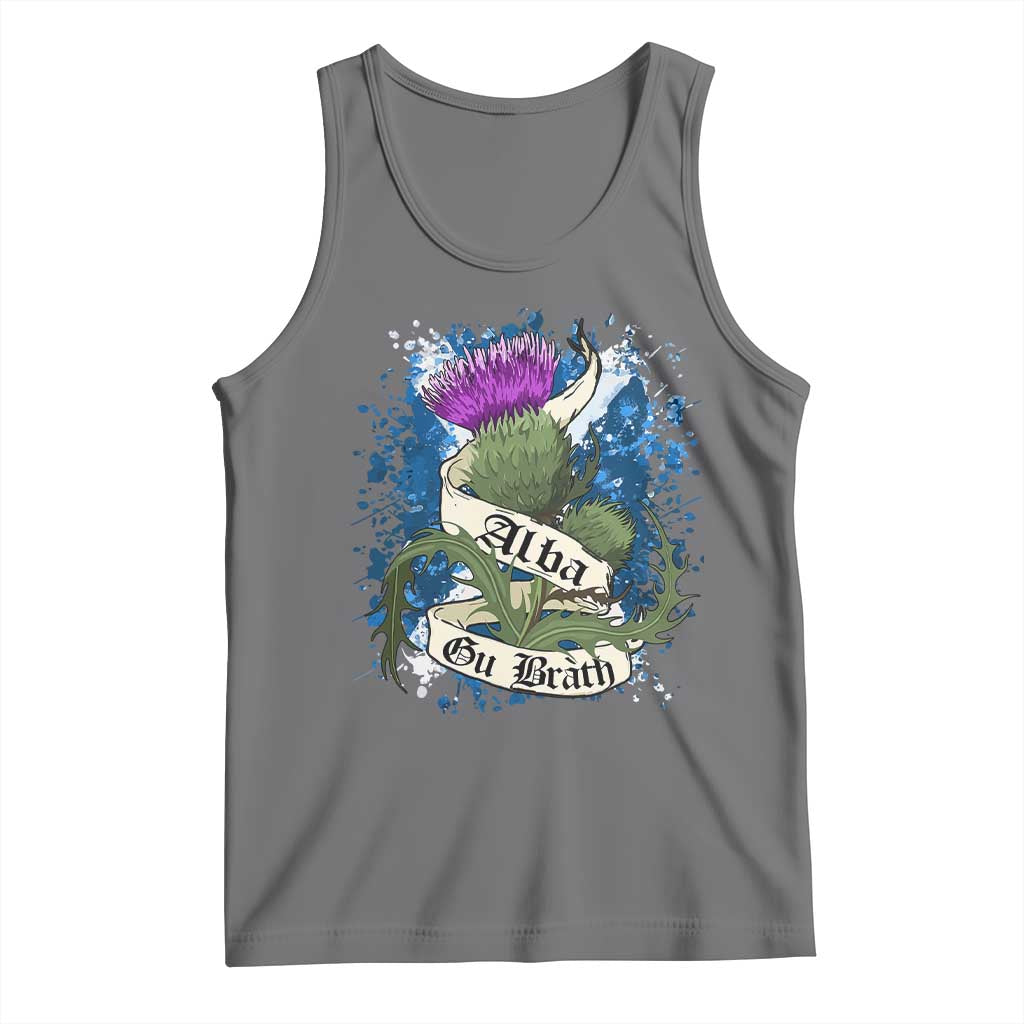Alba Gu Brath Tank Top Vintage Thistle Flower Scottish Scotland Flag Saltire TS11 Black Heather Print Your Wear