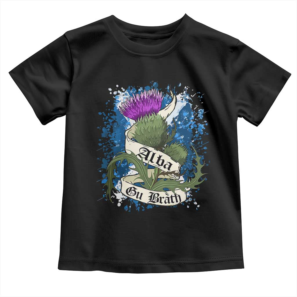 Alba Gu Brath Toddler T Shirt Vintage Thistle Flower Scottish Scotland Flag Saltire TS11 Black Print Your Wear