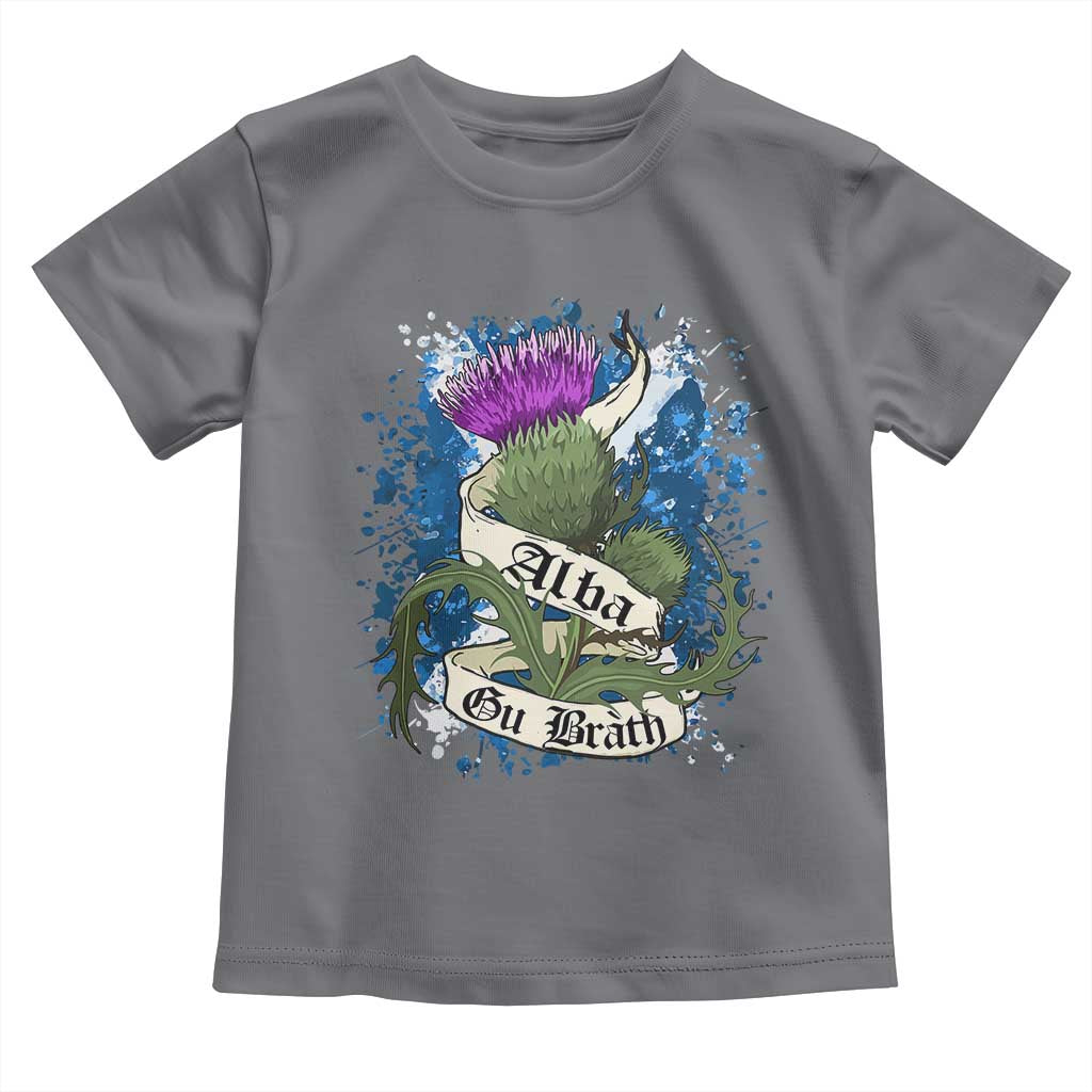 Alba Gu Brath Toddler T Shirt Vintage Thistle Flower Scottish Scotland Flag Saltire TS11 Charcoal Print Your Wear