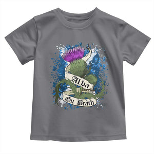 Alba Gu Brath Toddler T Shirt Vintage Thistle Flower Scottish Scotland Flag Saltire TS11 Charcoal Print Your Wear