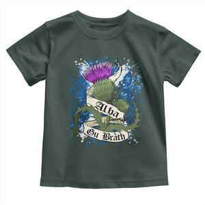 Alba Gu Brath Toddler T Shirt Vintage Thistle Flower Scottish Scotland Flag Saltire TS11 Dark Forest Green Print Your Wear