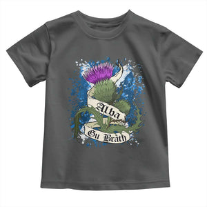 Alba Gu Brath Toddler T Shirt Vintage Thistle Flower Scottish Scotland Flag Saltire TS11 Dark Heather Print Your Wear