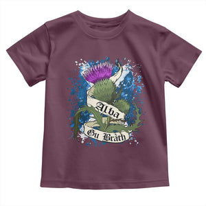 Alba Gu Brath Toddler T Shirt Vintage Thistle Flower Scottish Scotland Flag Saltire TS11 Maroon Print Your Wear