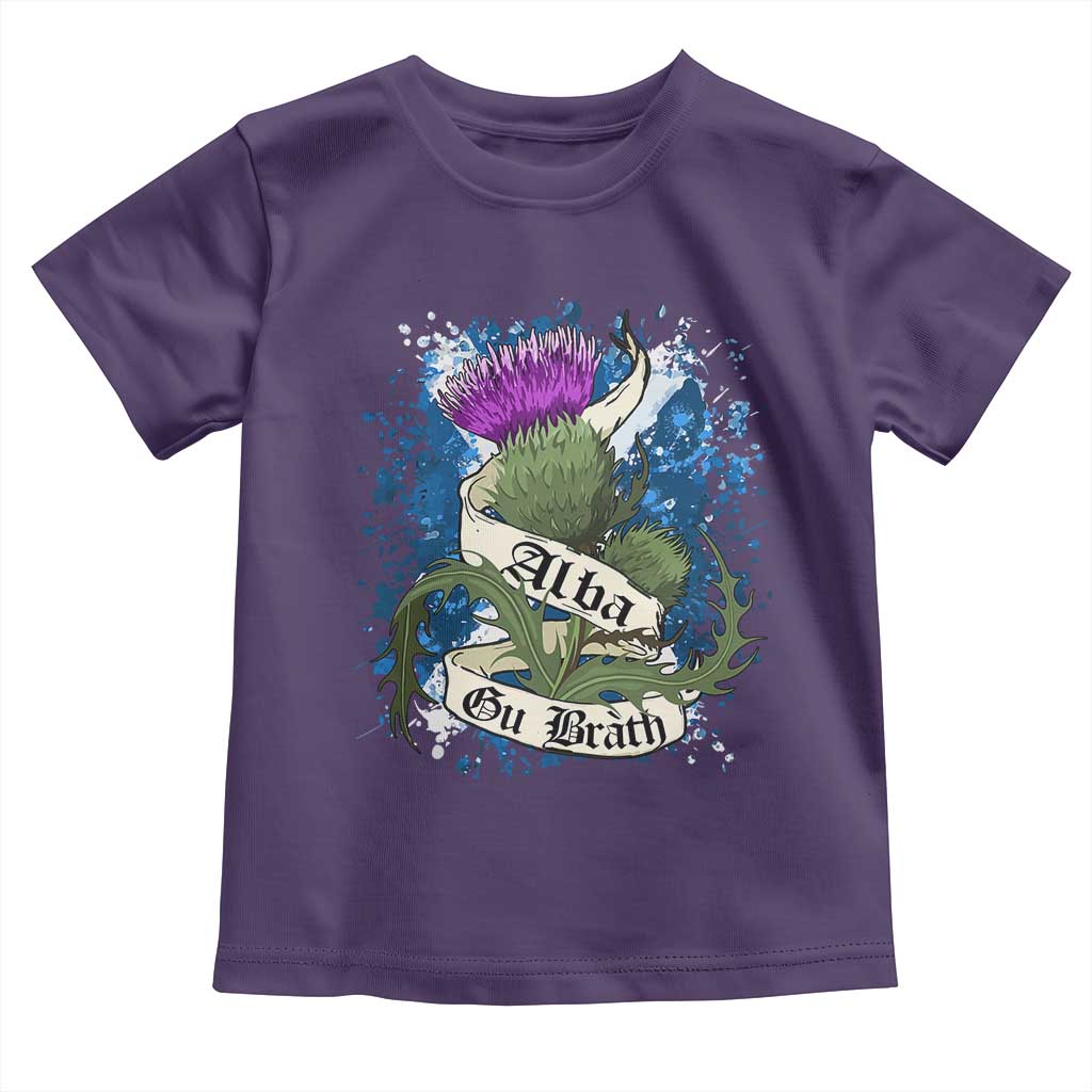 Alba Gu Brath Toddler T Shirt Vintage Thistle Flower Scottish Scotland Flag Saltire TS11 Purple Print Your Wear