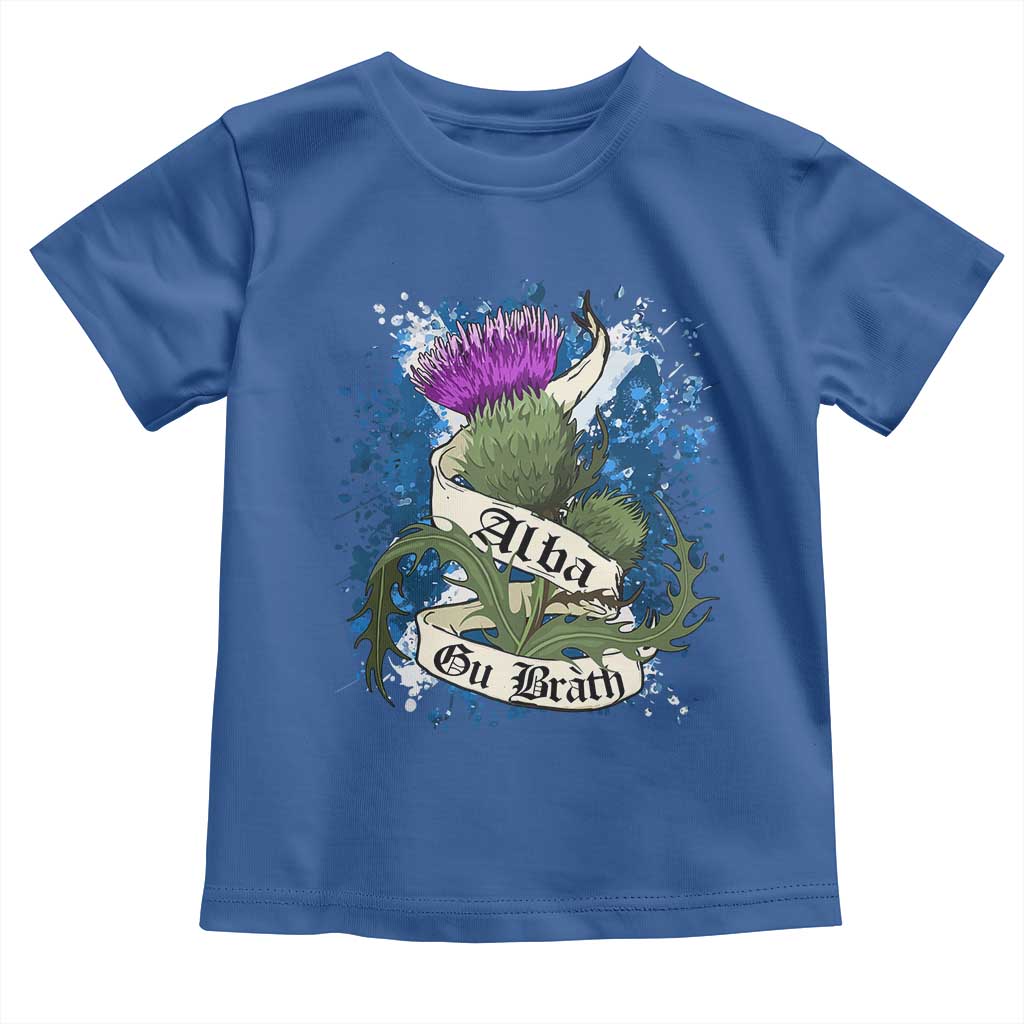 Alba Gu Brath Toddler T Shirt Vintage Thistle Flower Scottish Scotland Flag Saltire TS11 Royal Blue Print Your Wear