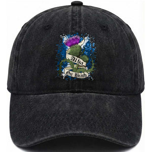 Alba Gu Brath Washed Cotton Baseball Cap Vintage Thistle Flower Scottish Scotland Flag Saltire TS11 Print Your Wear
