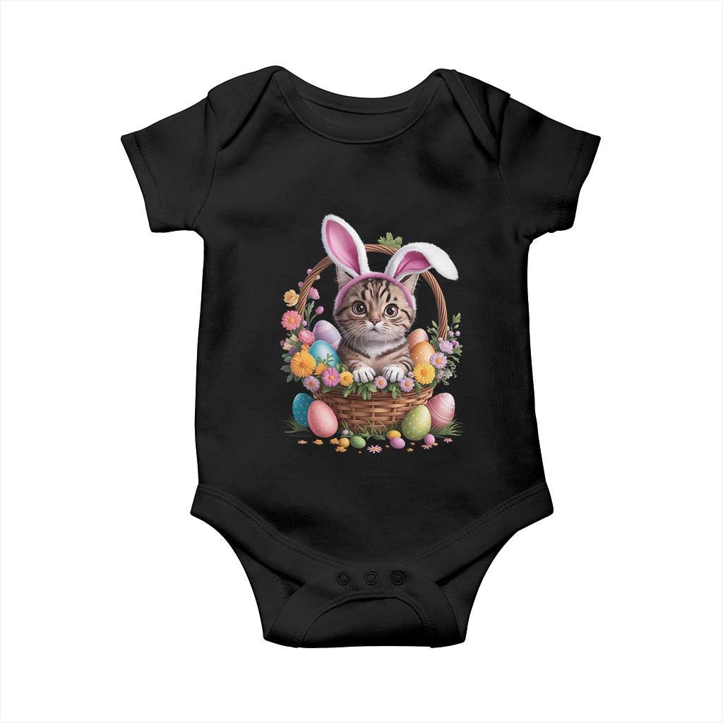 Funny Easter Day Cat Bunny Ears Egg Basket Baby Onesie TS11 Black Print Your Wear