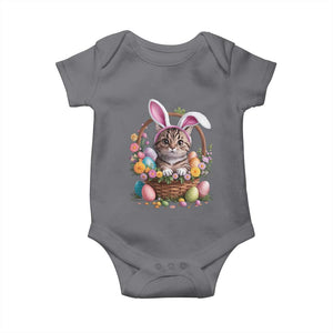 Funny Easter Day Cat Bunny Ears Egg Basket Baby Onesie TS11 Charcoal Print Your Wear