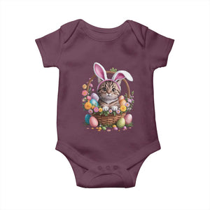 Funny Easter Day Cat Bunny Ears Egg Basket Baby Onesie TS11 Maroon Print Your Wear