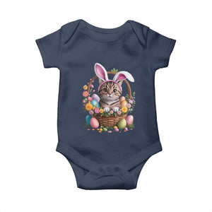 Funny Easter Day Cat Bunny Ears Egg Basket Baby Onesie TS11 Navy Print Your Wear