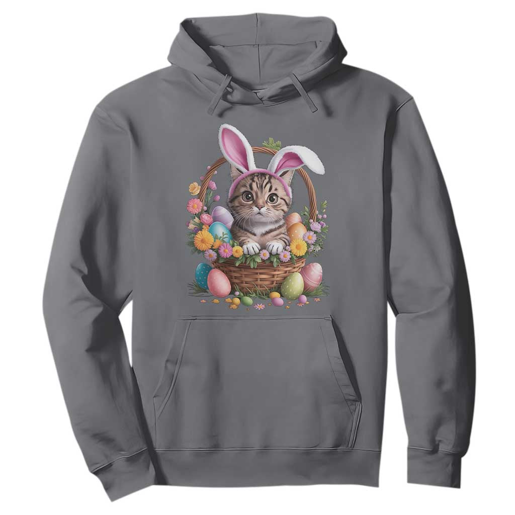 Funny Easter Day Cat Bunny Ears Egg Basket Hoodie TS11 Charcoal Print Your Wear