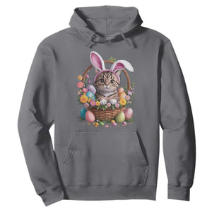 Funny Easter Day Cat Bunny Ears Egg Basket Hoodie TS11 Charcoal Print Your Wear