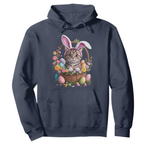 Funny Easter Day Cat Bunny Ears Egg Basket Hoodie TS11 Navy Print Your Wear
