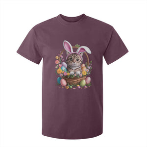 Funny Easter Day Cat Bunny Ears Egg Basket T Shirt For Kid TS11 Maroon Print Your Wear