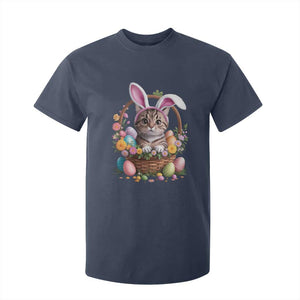 Funny Easter Day Cat Bunny Ears Egg Basket T Shirt For Kid TS11 Navy Print Your Wear