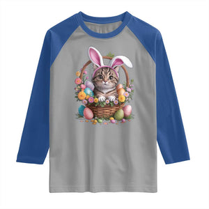 Funny Easter Day Cat Bunny Ears Egg Basket Raglan Shirt TS11 Sport Gray Royal Print Your Wear