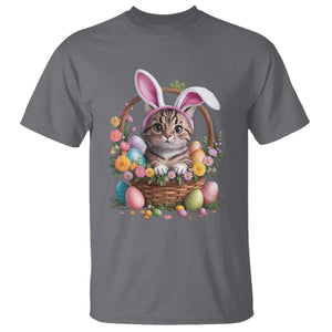 Funny Easter Day Cat Bunny Ears Egg Basket T Shirt TS11 Charcoal Print Your Wear