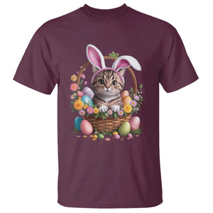 Funny Easter Day Cat Bunny Ears Egg Basket T Shirt TS11 Maroon Print Your Wear
