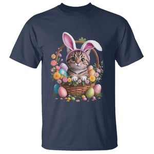 Funny Easter Day Cat Bunny Ears Egg Basket T Shirt TS11 Navy Print Your Wear