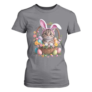 Funny Easter Day Cat Bunny Ears Egg Basket T Shirt For Women TS11 Charcoal Print Your Wear